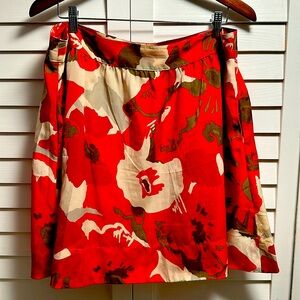 NY&CO silky dressy skirt 14 red orange tan brown